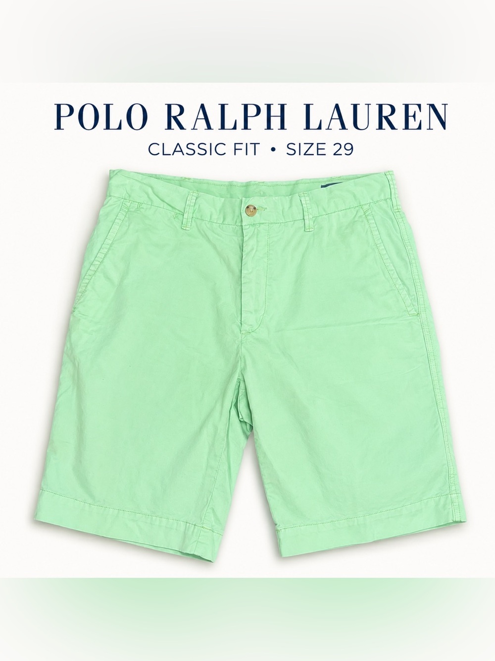 Polo Ralph Lauren Chino Shorts Mens 29 Mint Green Classic Fit Pima Cotton